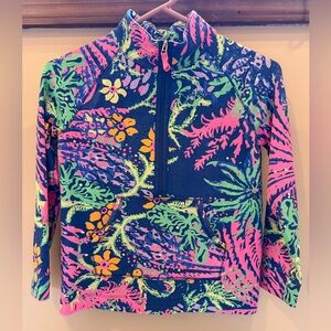 Girls 8-10 Lilly Pulitzer Neon Floral 1/2 Zip Pullover Navy, Pink, Green, Yellow